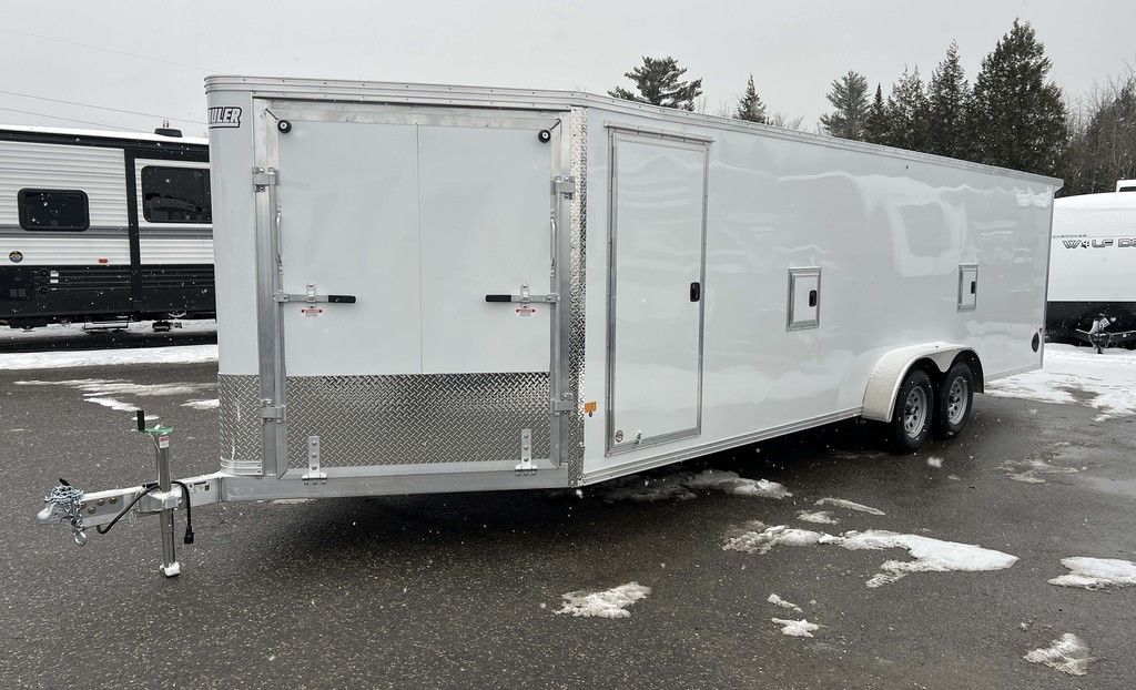 9CB1ED8B-4701-4746-8641-743485D29E1E-1.jpg 2024 E-Z Hauler 7x24 Aluminum 4-Place Drive In/Out w/Tapered Ramps, Rear Canopy - Image 1