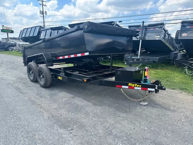 Big-Tex-7-x-14-Dump-Trailer-Combo-Gate-Slide-Out-Ramps-Scissor-Lift-Tarp-Kit-14LX-5.webp Big Tex 7x14 Channel Frame Dump Trailer w/ Ramps (14K GVWR) - Image 1
