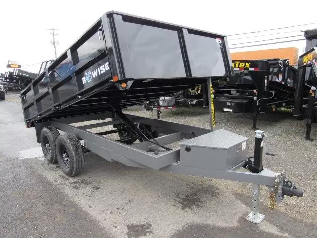Bwise-7x12-Deckover-Dump-Trailer-Fold-Down-Sides-Spreader-Gate-2-1.webp BWISE 7x12 Deck Over Dump Trailer w/ Fold Down Sides (9,990 GVWR) - Image 1