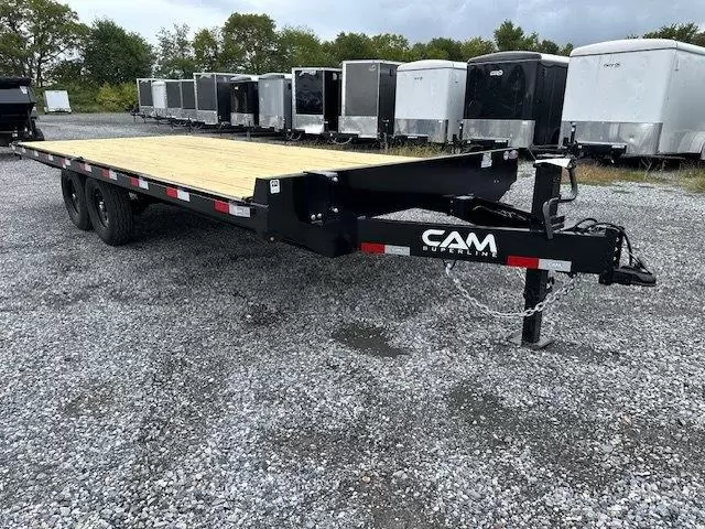Cam-Superline-8.5x20-Deckover-Equipment-Trailer-Flat-Deck-8-Slide-Out-Ramps-14K-GVW-3.webp CAM Superline 8.5 x 20 Deck over Equipment Trailer - Image 1